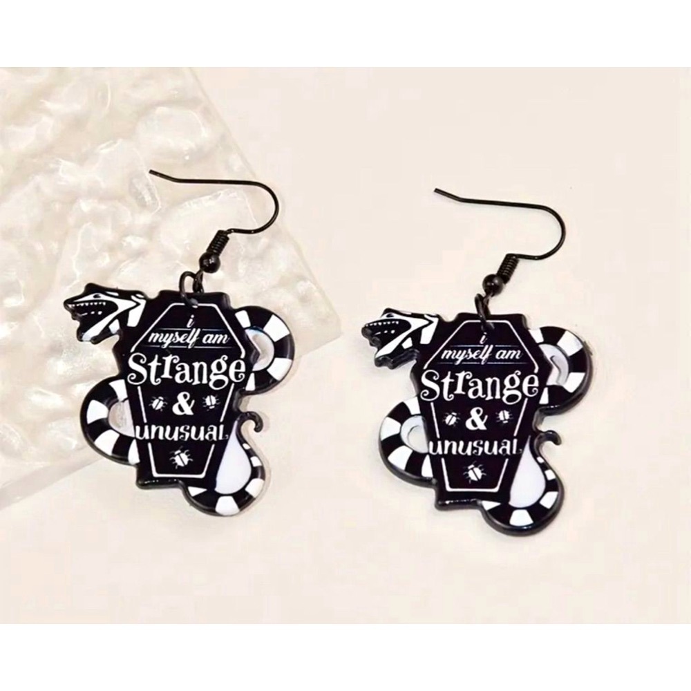 Strange and Unusual Beetlejuice Inspired Acrylic Earrings